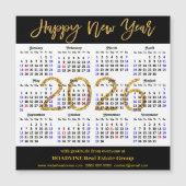 2025カレンダー金ゴールドブラック企業の磁気カード (正面)