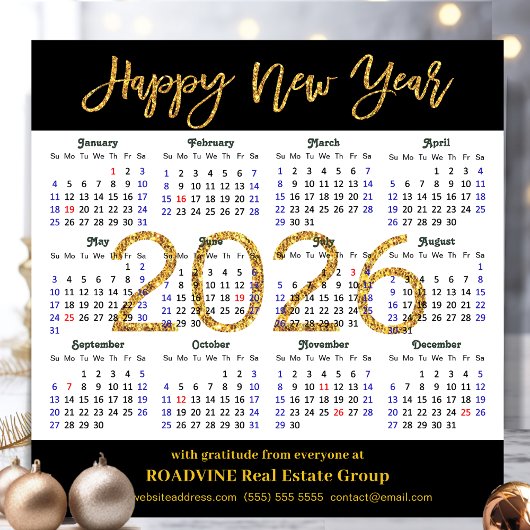 2025カレンダー金ゴールドブラック企業の磁気カード