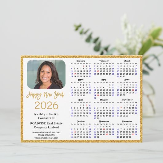2025カレンダー金ゴールドモダングリッターシンプル企業の シーズンカード (スタンド正面)