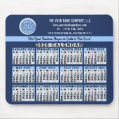 2025カレンダー青簡単カスタムビジネスロゴ名 マウスパッド (正面)