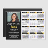 2025カレンダー黒金ゴールドビジネス写真磁気 (正面/裏面)