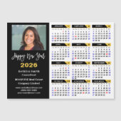 2025カレンダー黒金ゴールドビジネス写真磁気 (正面)