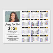 2025カレンダー黒金ゴールドビジネス写真磁気 (正面)