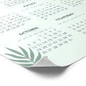 2025カレンダー ボヘミアンフラワール ミントグリーン ポスター (角)