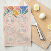 2025カレンダー – Blue Jay and開花 キッチンタオル (四つ折り)