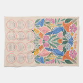 2025カレンダー – Blue Jay and開花 キッチンタオル (横)