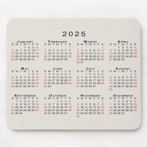 2025カレンダーBeige フェイク Canvasテクスチャ マウスパッド