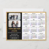 2025カレンダーBusiness 2フォトブラックモダン金ゴールド シーズンカード (正面)