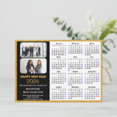 2025カレンダーBusiness 2フォトブラックモダン金ゴールド シーズンカード (スタンド正面)