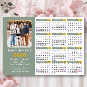 2025カレンダーSageグリーンミニマリスト写真磁気