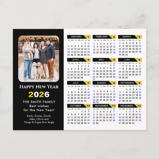 2025カレンモダンダフォトブラック金ゴールドミニマリスト シーズンポストカード (正面)