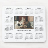 2025カレンモダンダーあなたの写真の名前を白で マウスパッド (正面)