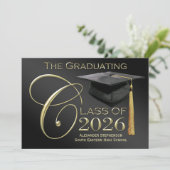 2025クラシック年ブラック&金ゴールド卒業発表 招待状 (スタンド正面)
