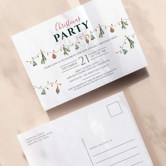 2025クリスマスホリデーパモダンーティ インビテーションポストカード