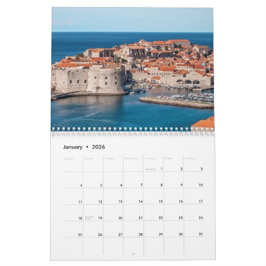 2025クロアチアチストラ カレンダー (1月 2026)