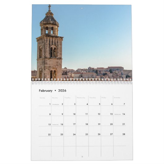 2025クロアチエストラ暦 カレンダー (2月 2026)