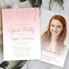 2025グラム赤面ピンクグリッタードリップフォト卒業 招待状