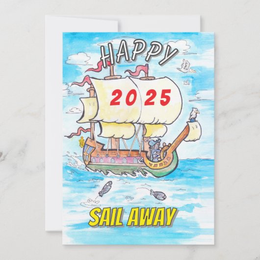 2025グリーティングカード船遠くに帆 シーズンカード (正面)