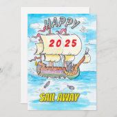 2025グリーティングカード船遠くに帆 シーズンカード (正面/裏面)