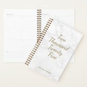 2025グレイモダンホワイトマーブルパーソナライズされたプランナー プランナー手帳 (ディスプレー)