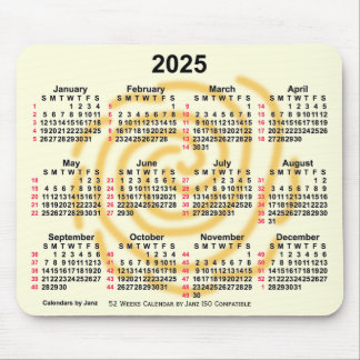 2025サニー日52週間ISOカレンダーby Janz マウスパッド
