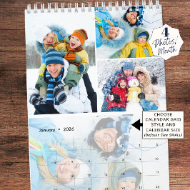 2025シンプルカスタム年フォトコラージュ4/月 カレンダー