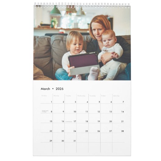 2025シンプルモダンカスタム写真14家族 カレンダー (3月 2026)