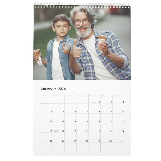 2025シンプルモダンカスタム写真14家族 カレンダー (1月 2026)
