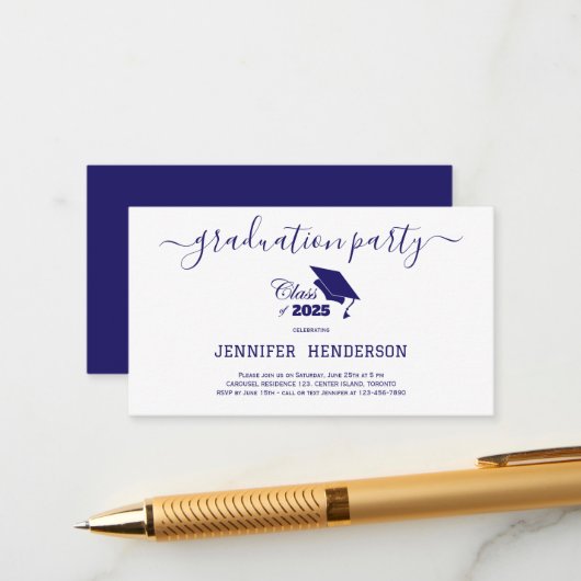 2025シンプル年の海軍の卒業パーティクラス エンクロージャーカード (正面/裏面インサイチュ)