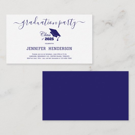 2025シンプル年の海軍の卒業パーティクラス エンクロージャーカード (正面/裏面)