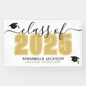 2025シンプル年金ゴールド卒業パーティーのクラス 横断幕 (横)