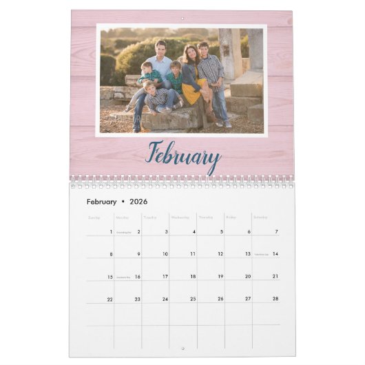 2025シンプル素朴家族写真 カレンダー (2月 2026)