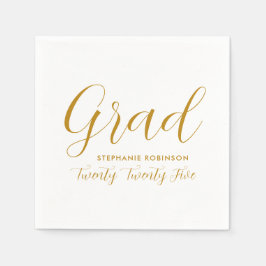 2025シンプル金ゴールドスクリプトの卒業 スタンダードカクテルナプキン