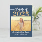 2025スクリプトブルー印刷可能クラス 招待状 (スタンド正面)