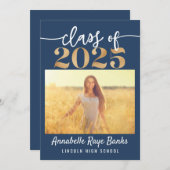 2025スクリプトブルー印刷可能クラス 招待状 (正面/裏面)