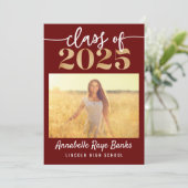 2025スクリプトマルーン印刷可能クラス 招待状 (スタンド正面)