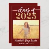 2025スクリプトマルーン印刷可能クラス 招待状 (正面/裏面)