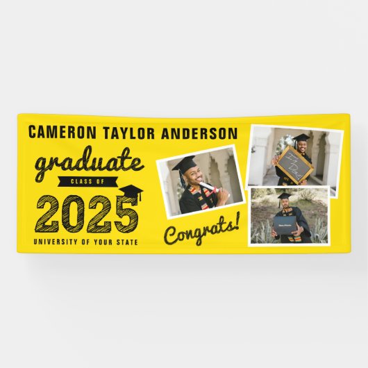 2025スケッチはっきりした3枚のフォトコラージュグラードパーティー 横断幕 (横)