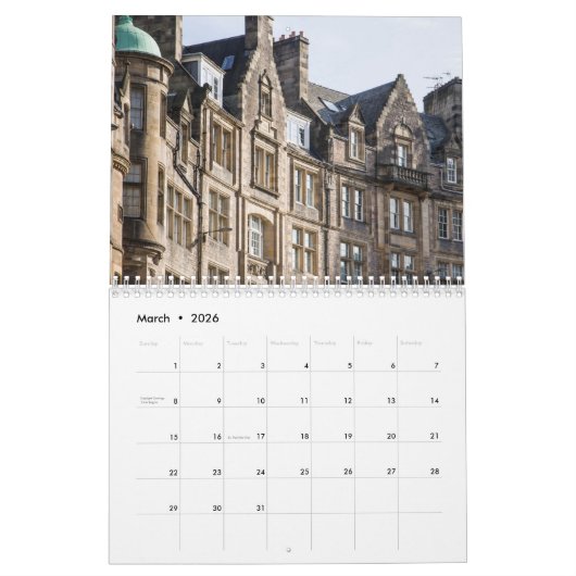 2025スコットランドアウターヘブリデス暦 カレンダー (3月 2026)