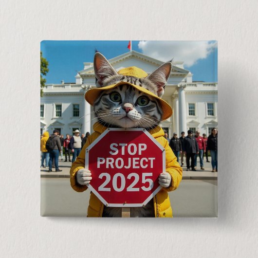 2025ストップ年のCat政治プロジェクト 缶バッジ (正面)