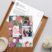 2025スネークフラワー中国の新年の写真3枚 シーズンポストカード