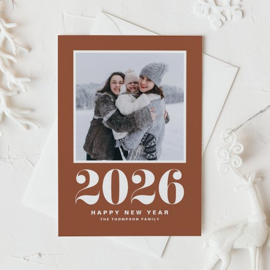 2025タイポグラフィテラコッタハッピーニューイヤー写真