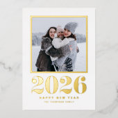 2025タイポグラフィHappy New Year写真 箔シーズンカード (正面)
