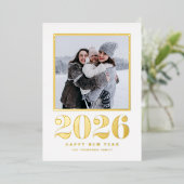 2025タイポグラフィHappy New Year写真 箔シーズンカード (立ち正面)