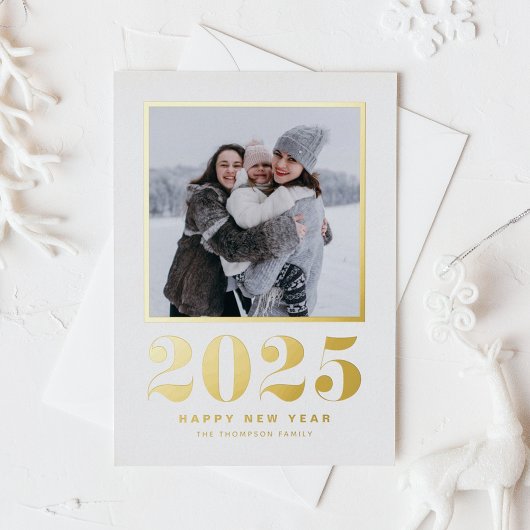 2025タイポグラフィHappy New Year写真 箔シーズンカード