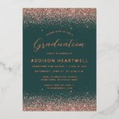 2025ダークグリーンバラ金ゴールドグリッター卒業パーティー 箔招待状 (正面)