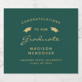 2025ダークグリーン金ゴールドスクリプトキャップ卒業 ビールラベル (シングルラベル)