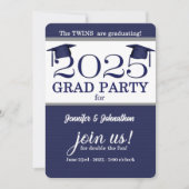 2025ツインエクセルブルーPinstried写真卒業 招待状 (正面)