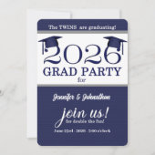 2025ツインエクセルブルーPinstried写真卒業 招待状 (正面)