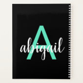 2025ティール(緑がかった色)ブラックシンプルモノグラムモダンネームプラン プランナー手帳 (裏面)